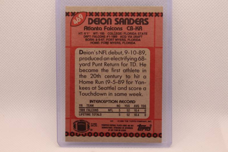 lot 163 image: Deion Sanders 1990 Topps Super Rookie No. 469