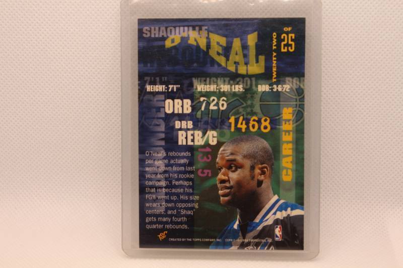 lot 174 image: Shaquille ONeal 1995 Topps Stadium Club Super Skills No. 22 of 25