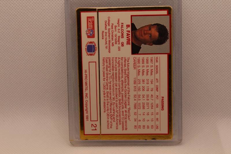 lot 181 image: Brett Favre Rookie 1991 Hi-Pro Action Packer No. 21