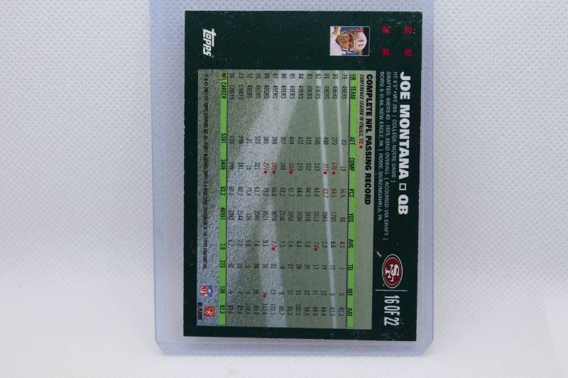 lot 182 image: Joe Montana 2007 Topps No. 16 of 22