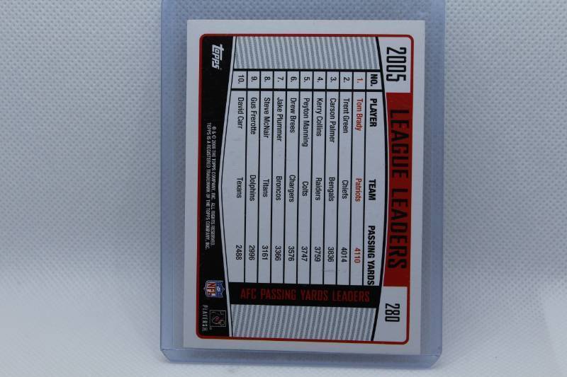 lot 185 image: Tom Brady 2006 Topps League Leaders No. 280