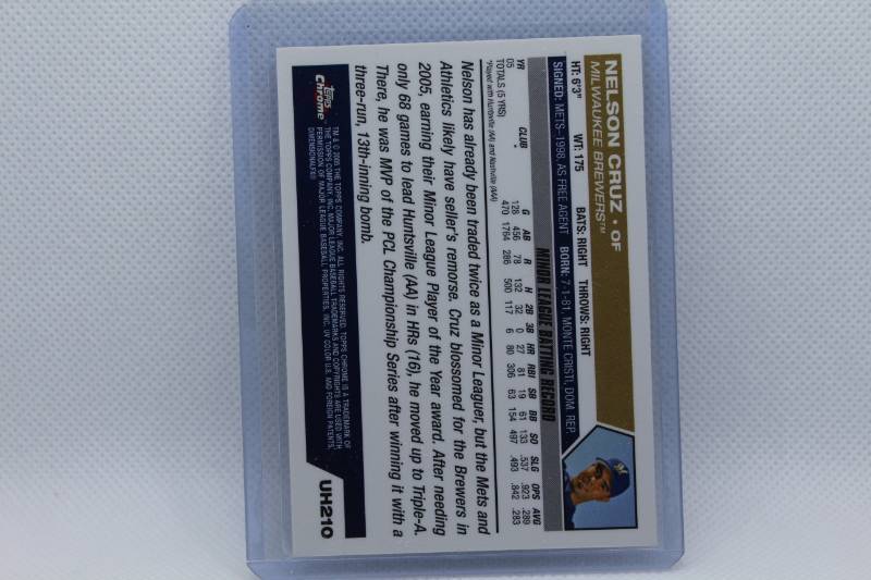 lot 191 image: Nelson Cruz Rookie 2005 Topps Chrome Draft Pick No. UH210