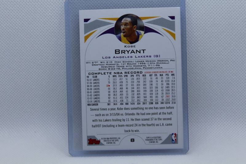 lot 199 image: Kobe Bryant 2004 Topps 1st Edition No. 8 - Jersey Number