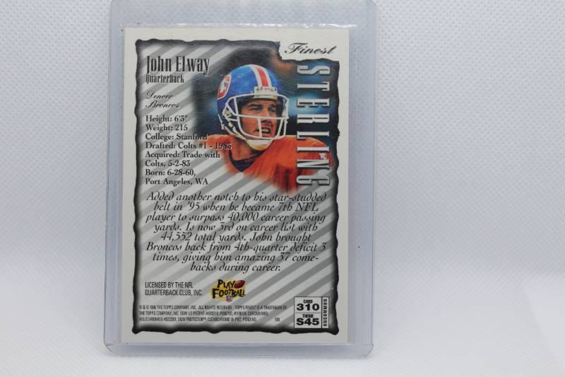 lot 63 image: John Elway 1996 Topps Finest Sterling No. 310