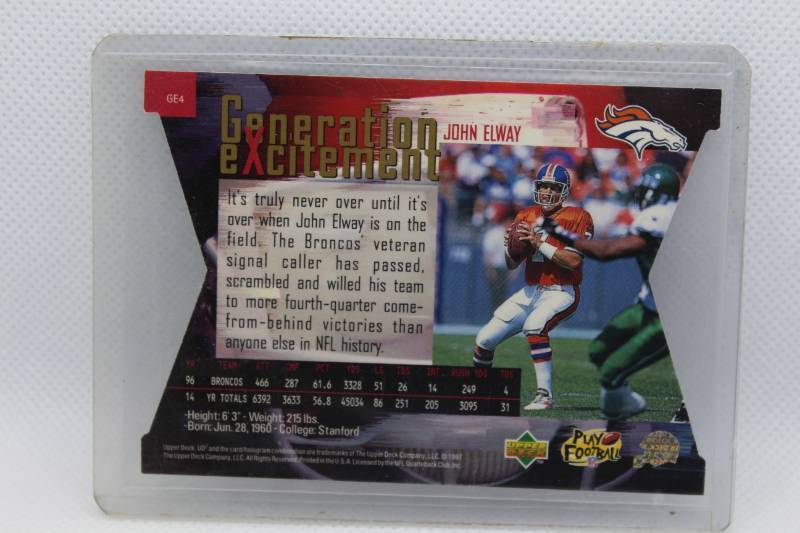 lot 64 image: John Elway Die Cut 1997 Upper Deck Generation Excitement No. GE4
