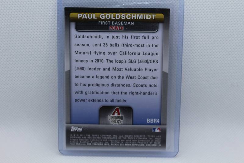 lot 68 image: Paul Goldschmidt Rookie 2011 Topps Bowmans Brightest No. BBR4