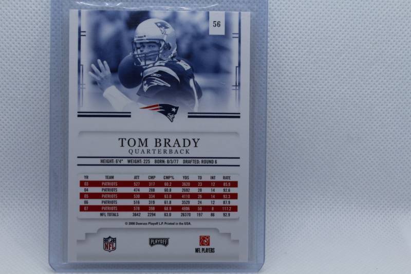 lot 87 image: Tom Brady 2008 Playoff Prestige No. 56