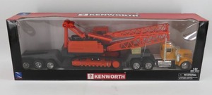 lot 27 image: New Ray 132 Scale Kenworth W900 Lowboy wCrane NIB