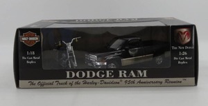 lot 229 image: Harley Davidson 118126 Scale Dodge Ram Truck & Motorcycle NIB