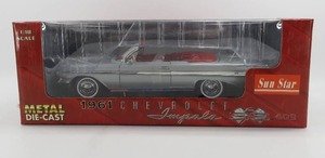 lot 253 image: Sun Star 118 Scale 1961 Chevrolet Impala Silver Convertible SS409