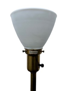 Vintage 39 Brass Candlestick Table Lamp with Stiffel Milk Glass Shade