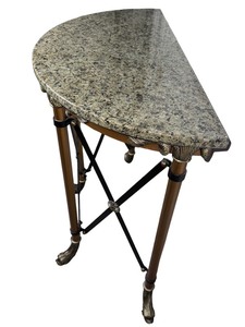 French Neoclassical Maison Jansen Style Green Marble Demilune Gueridon Table