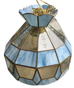 Azureous Blue Tiffany Type Stain Glass Shade DiningPool Table 391716 (3 Lights)