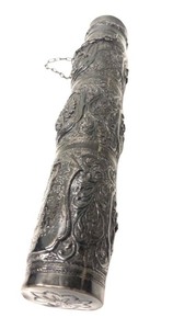Exquisite Antique Burmese Silver Engraved Scroll Container Circa 1930