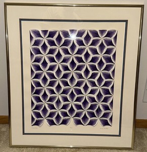 Anne Youkeles Sign & #D EVENSONG 3D Serigraph Op Art Paper Collage 8100