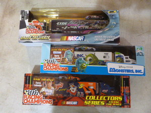 3 Racing Champions NASCAR Die Cart Team Hauler and Stock Car