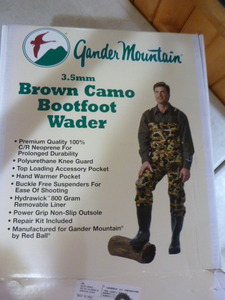 NEW Gander Mountain Brown Camo Bootfoot Wader