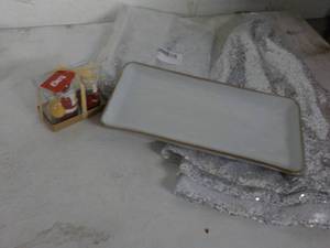 2 Tree skirts, Salt and Pepper Set and Stoneware Tray