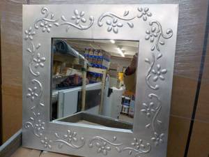24 sq Framed Mirror- slight flaw in one corner as shown