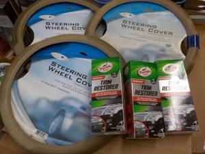 3 Steering Wheel Covers and 3 Turtle Wax Trim Restorer