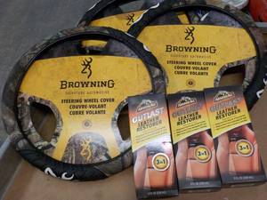 3 Browning Steering Wheel covers and 3 Armorall Outlast Leather Restorer