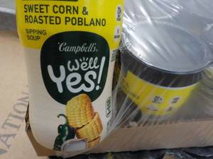 16 ct 11.1 oz Campbells Well Yes Sweet Corn and Roasted Robland Sipping Soup best date 08172023