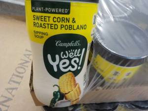 16 ct 11.1 oz Campbells Well Yes Sweet Corn and Roasted Robland Sipping Soup best date 08172023