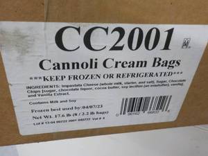 B 8 -2.2 oz Frozen Bags Cannoli Cream Best By 040723