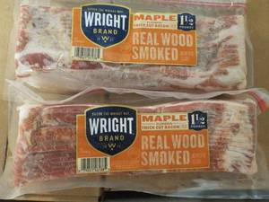 G 2 -24 oz Frozen pkgs Wright Maple Real Wood Smoked Bacon
