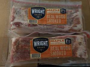 G 2 -24 oz Frozen pkgs Wright Maple Real Wood Smoked Bacon