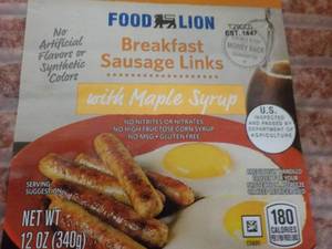 A 12 Food lion Breakfast Sausage Frozen Links Pkgs