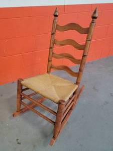 lot 43 image: Twine Seat Ladder Back Rocker