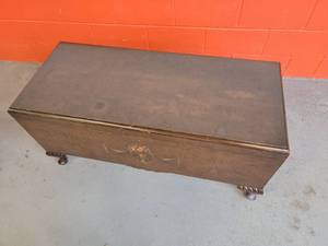 lot 46 image: Romantic Painted Bouquet with Swag French Provincial Cedar Chest