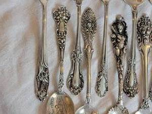 lot 22 image: Assortment Sterling Silver Spoon Group 399 Grams