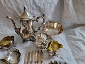 lot 90A image: Silver Plate Tableware and Serving Pieces.
