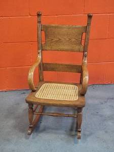 lot 71 image: Amazing Vintage Caned Seat Rocker