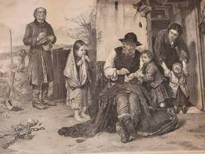 lot 170 image: Classic Antique Etching by Thomas Faed - The Poor Mans Friend