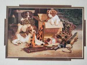 lot 175 image: Adorable Puppies Fine Art Print by Jim Lamb - Jumpin the Gun
