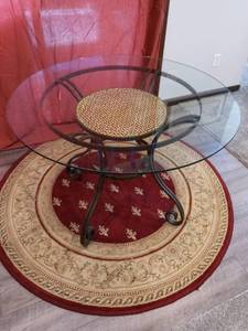 lot 28A image: Striking Contemporary Glass Top Cafe Dining Set