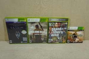 lot 168 image: 4 XBOX 360 Games -GTA IV, COD, Skyrim, Walking Dead