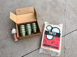 lot 54 image: Small Flowering Pots & Paper Drop Cloth