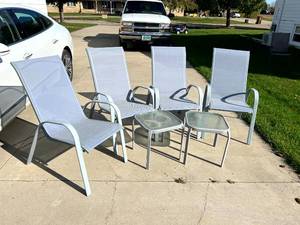 lot 129 image: 4 Patio Chairs & 2 Small Tables