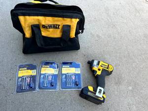 lot 143 image: DeWalt 20 Volt Impact Driver with Battery & Bits