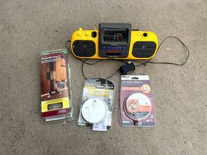 lot 240 image: Smoke Alarms, Sony Radio & Hinge Mortise Kit