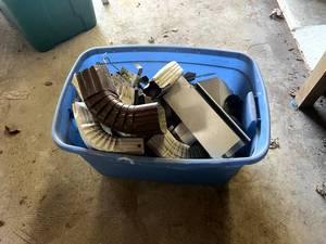 lot 266 image: Tote of Down Rain Gutter Supplies