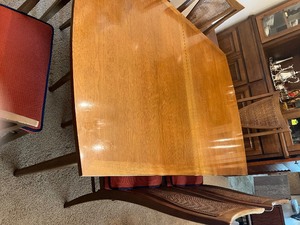 lot 350 image: Thomasville Dining Table with Top Protector & 6 Chairs