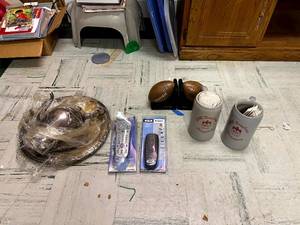 lot 433 image: Silverplated Items, Universal Remotes, Steins & Book Ends