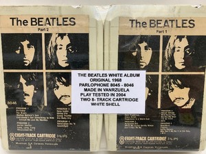 lot 50 image: 2 White Shell 8-Track Cartridges The Beatles Part 1 & 2