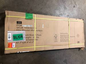 lot 18 image: Husky 64 in. Solid Wood Work Surface for Heavy Duty Welded Steel Garage Storage System   Customer Returns See Pictures