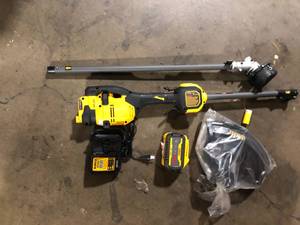 lot 37 image: DEWALT 60V MAX Brushless Cordless Battery Powered Attachment Capable String Trimmer Kit, (1) FLEXVOLT 3Ah Battery and Charger  Customer Returns See Pictures